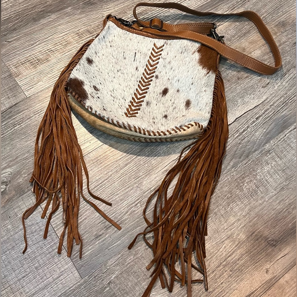 Cow Hide Fringe Purse